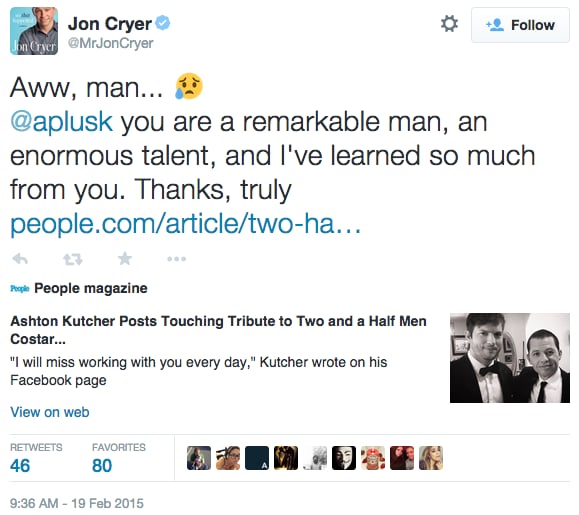He also responded to Kutcher's post about him.