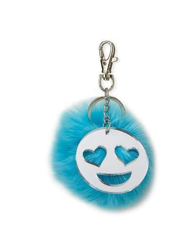 Bari Lynn Emoji & Fur Pompom Keychain