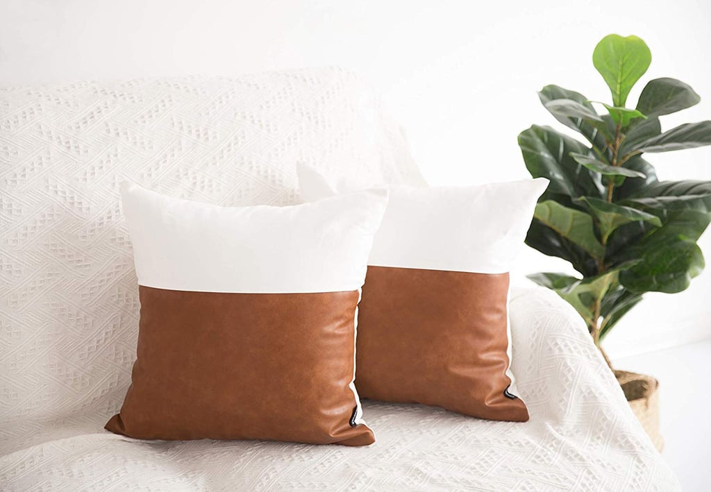 Faux Leather Cotton Throw Pillow Covers