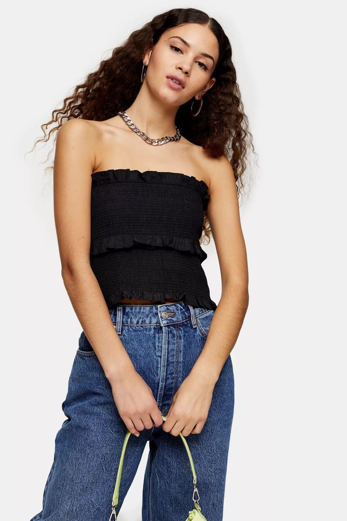 Topshop Black Shirred Bandeau