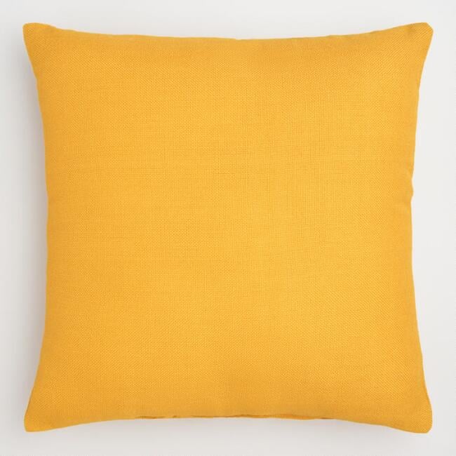 Golden Yellow Woven Indoor Outdoor Throw Pillow Best Outdoor Pillows