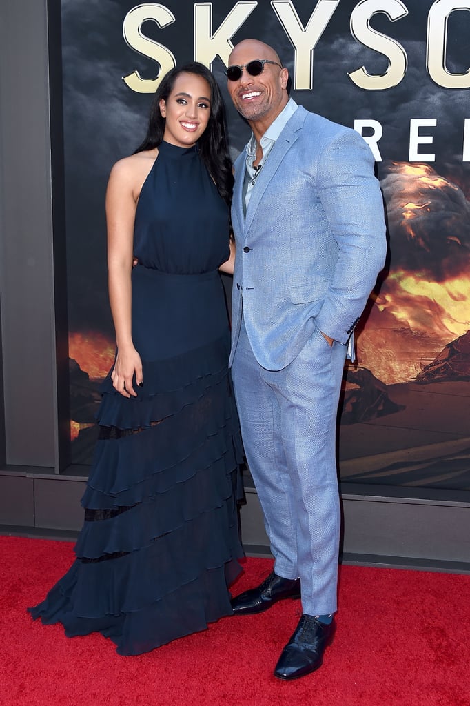 Dwayne Johnson and Daughter at Skyscraper Premiere