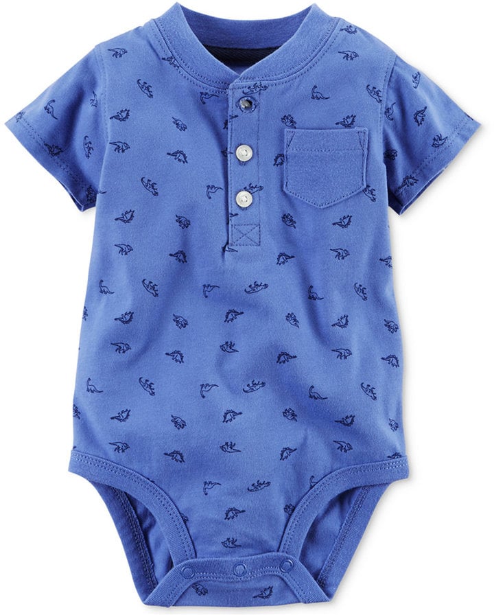 Dinosaur-Print Henley Bodysuit