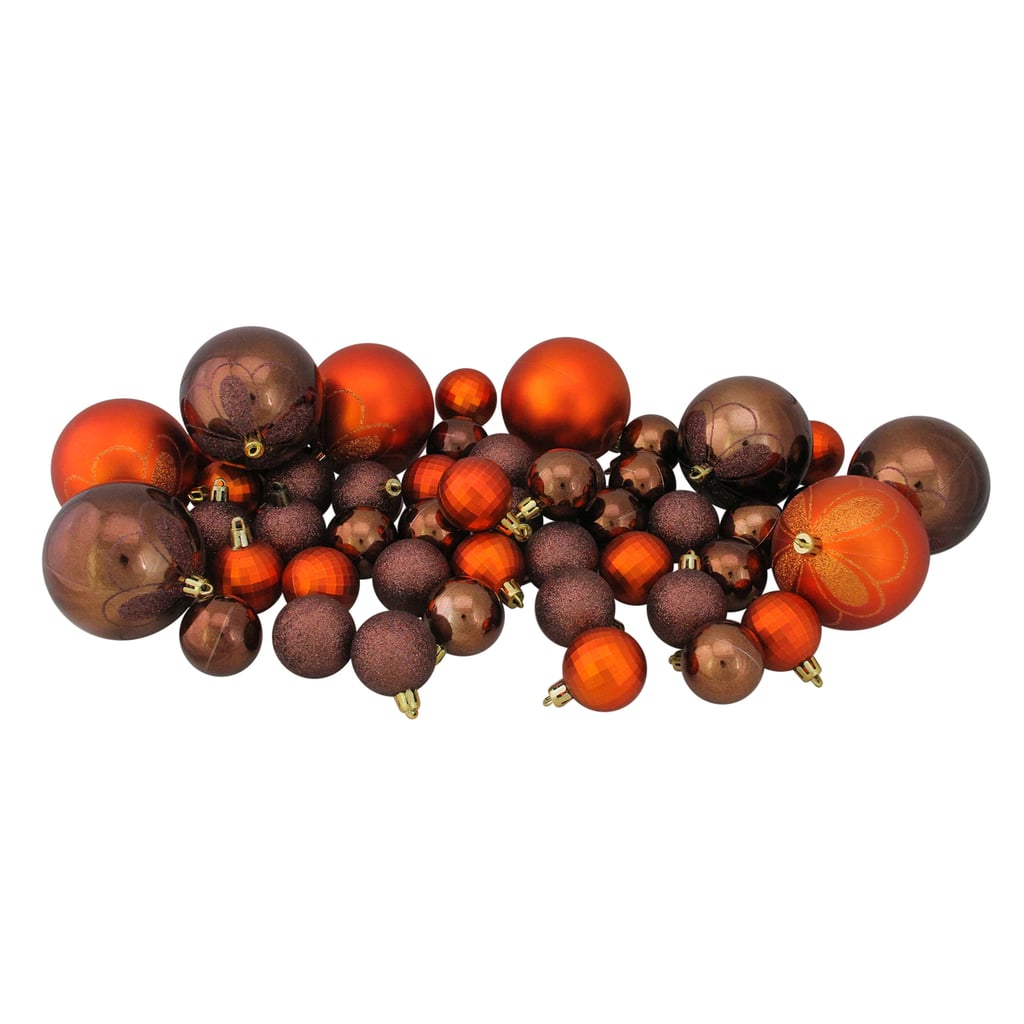 125ct Chocolate Brown and Burnt Orange Shatterproof 4-Finish Christmas Ornaments