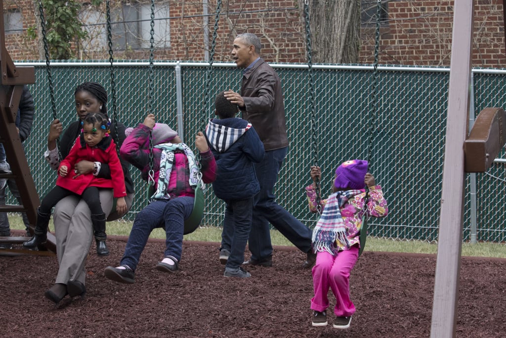 Barack Obama at Playground With Kids January 2017