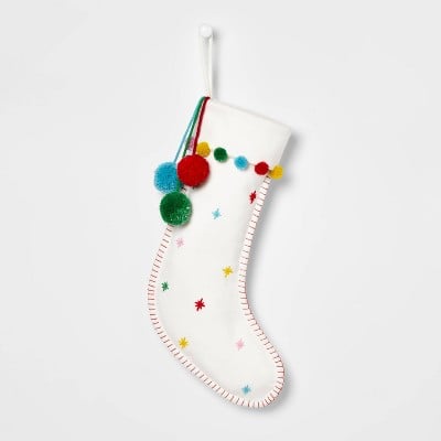 Target Pom-Pom Felt Christmas Stocking With Multicolored Snowflakes