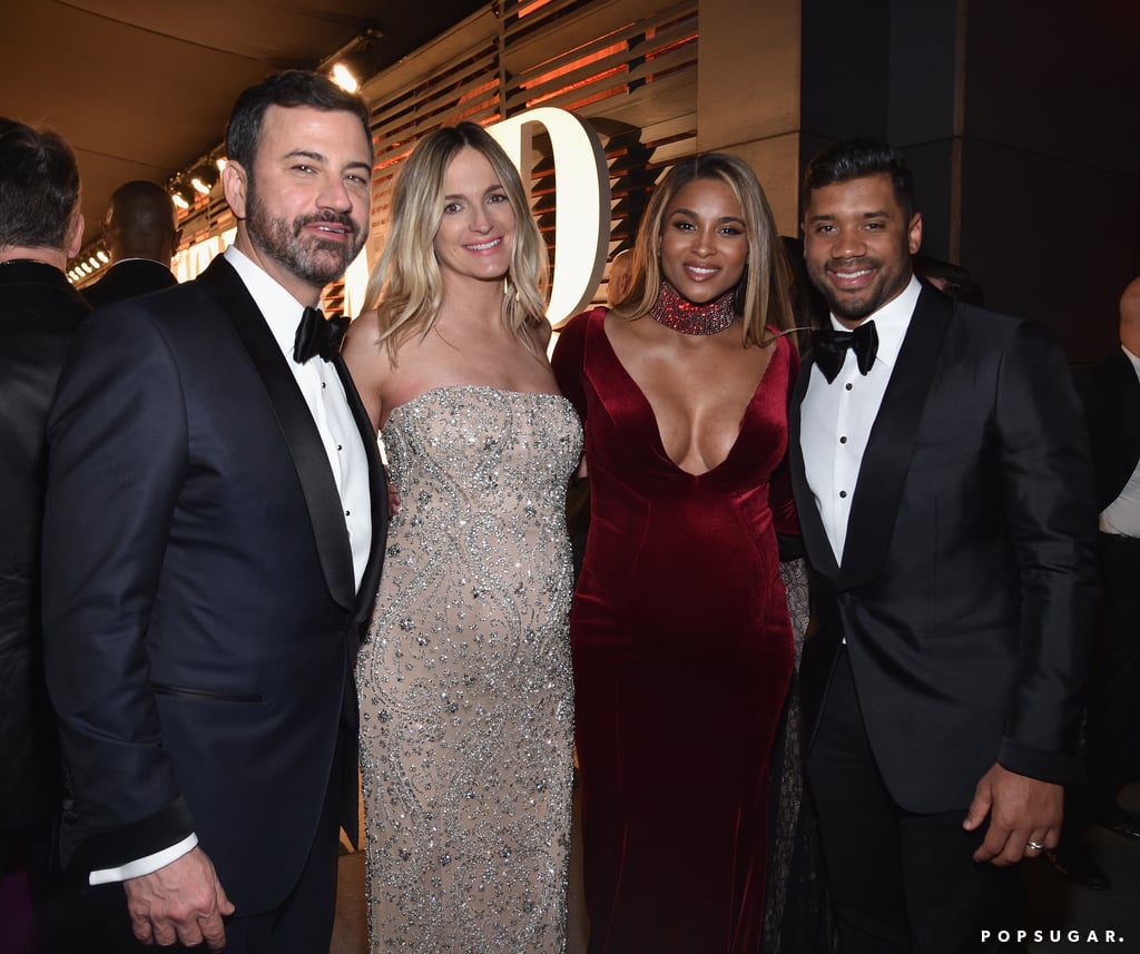 Pictured: Jimmy Kimmel, Ciara, Molly McNearney, and Russell Wilson