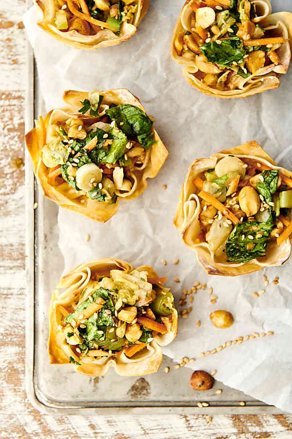 Muffin Tin Chinese Chicken Salad Won Ton Cups