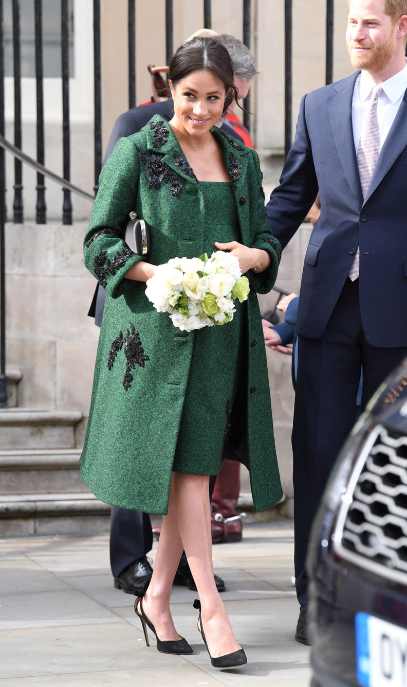 Meghan Markle Fall Outfit Idea: A Green Dress and Matching Coat