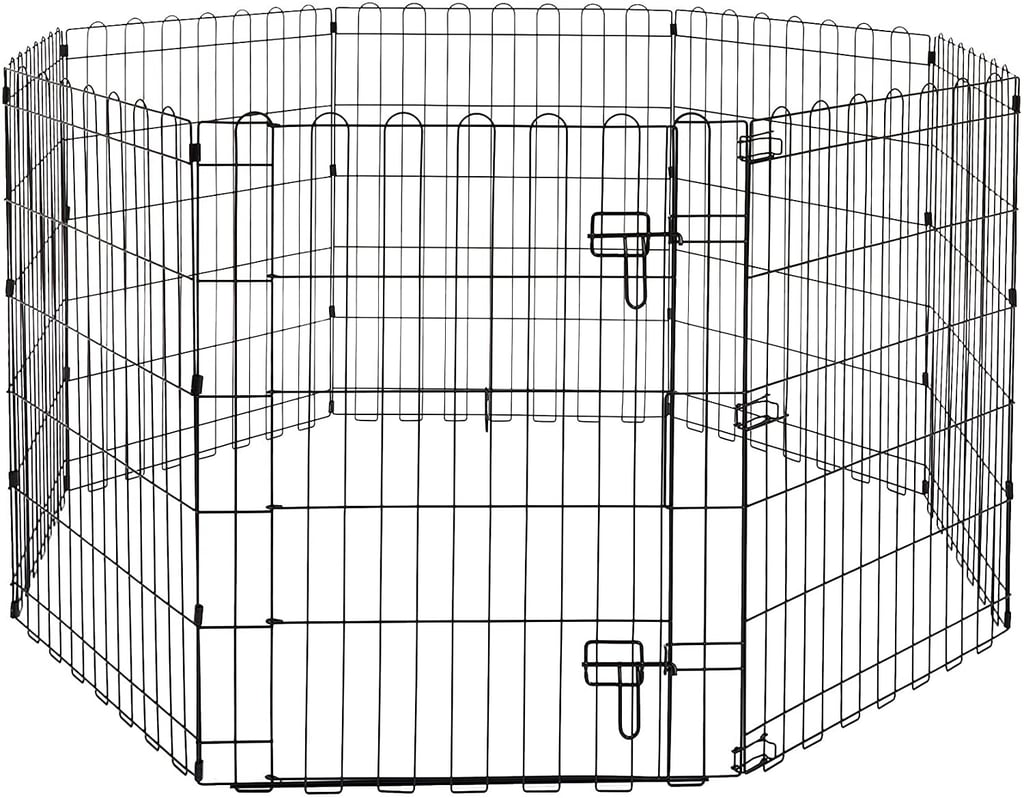 AmazonBasics Foldable Metal Pet Dog Exercise Fence Pen With Gate