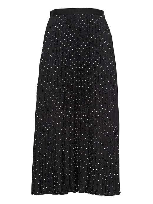 Polka Dot Pleated Midi Skirt