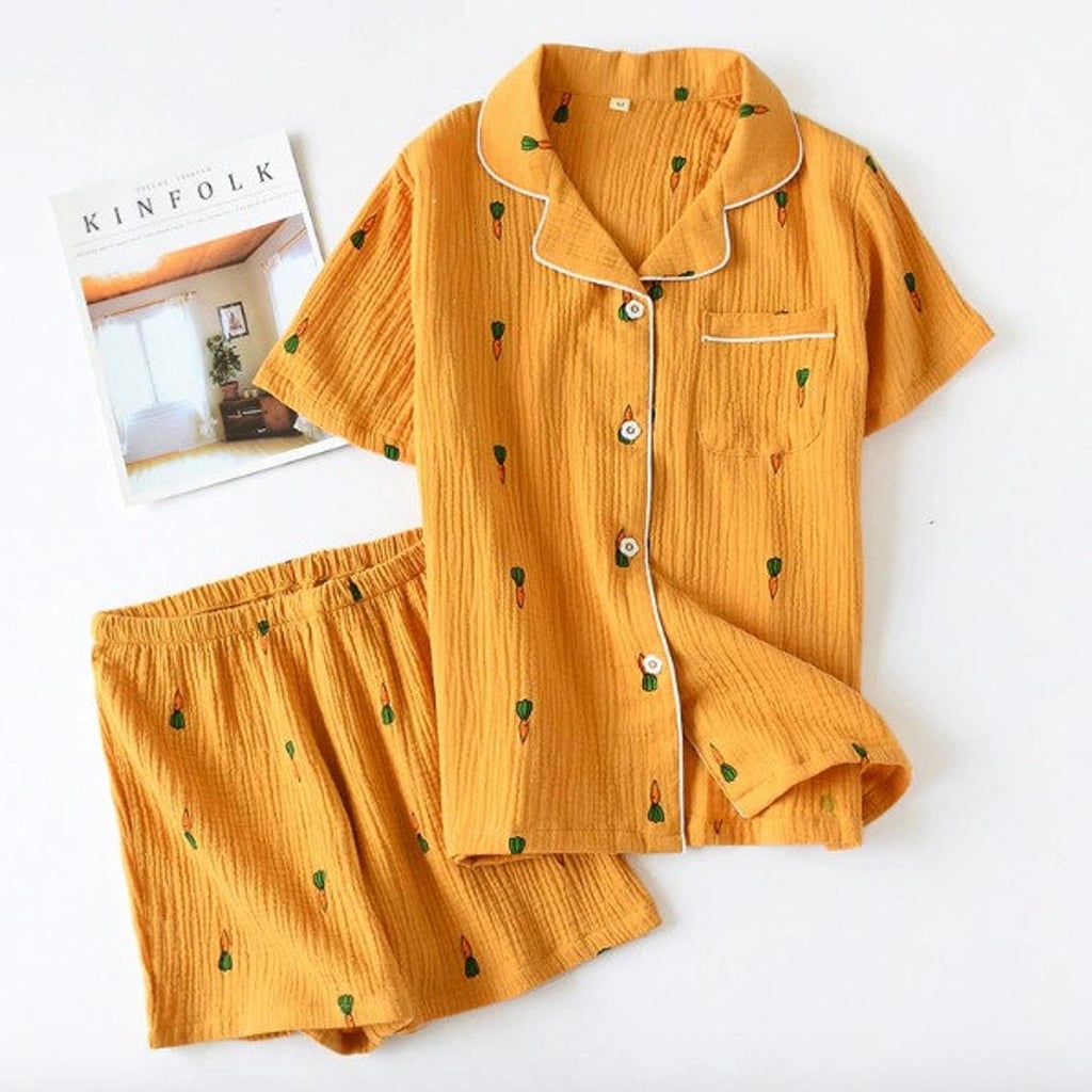 Sweet Carrot Pattern Cotton Short Pajama Set