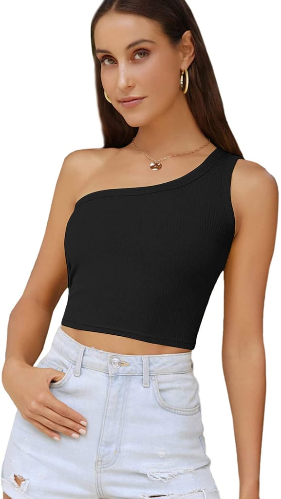 For a Fitted Style: Verdusa One-Shoulder Ribbed Crop Top