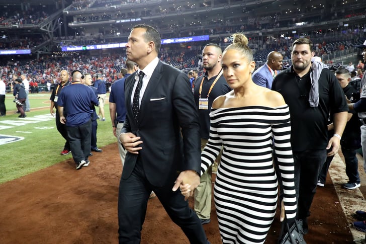 Jennifer Lopez's Striped Dress at Baseball Game 2018