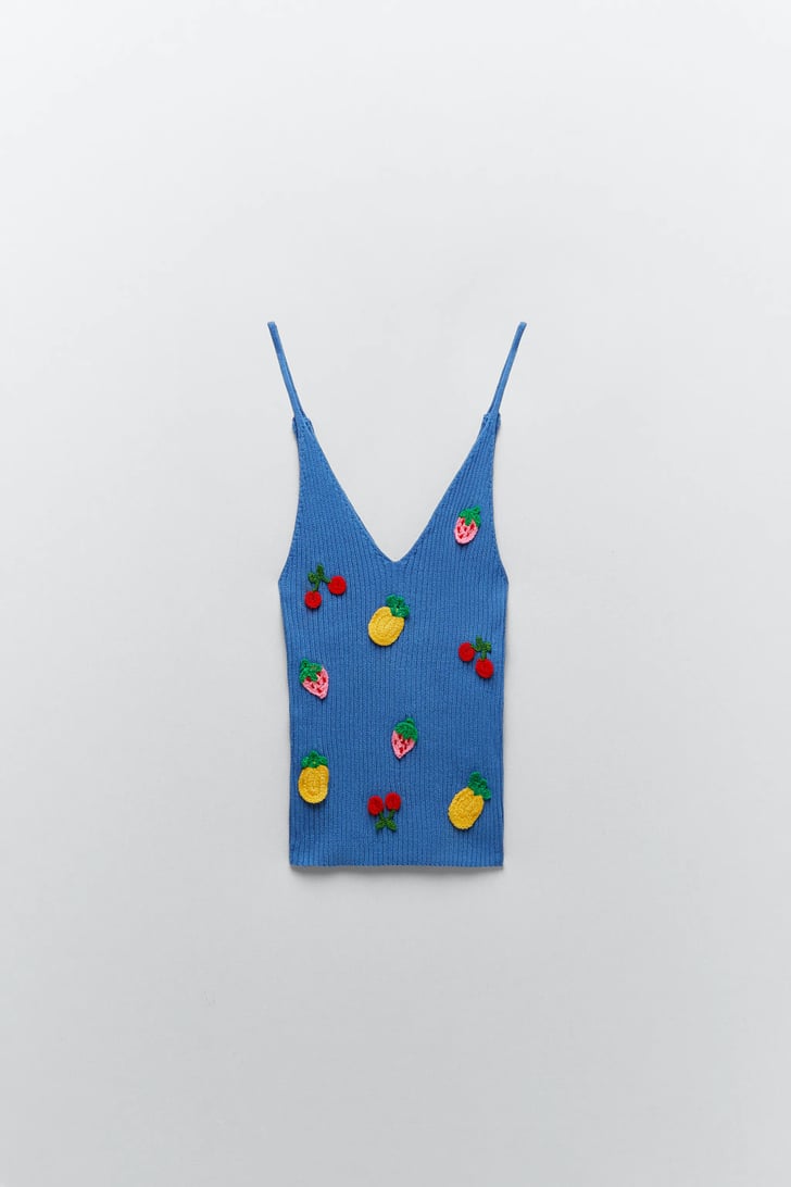 Zara Embroidered Fruit Rib Top Shop Fruit and Veggie Clothing and