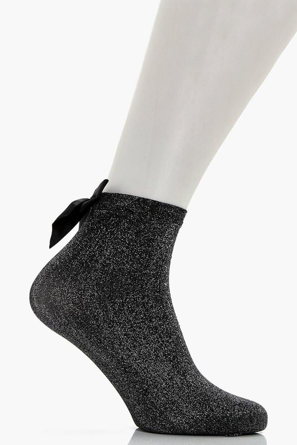 Boohoo Emma Lurex Large Bow Socks