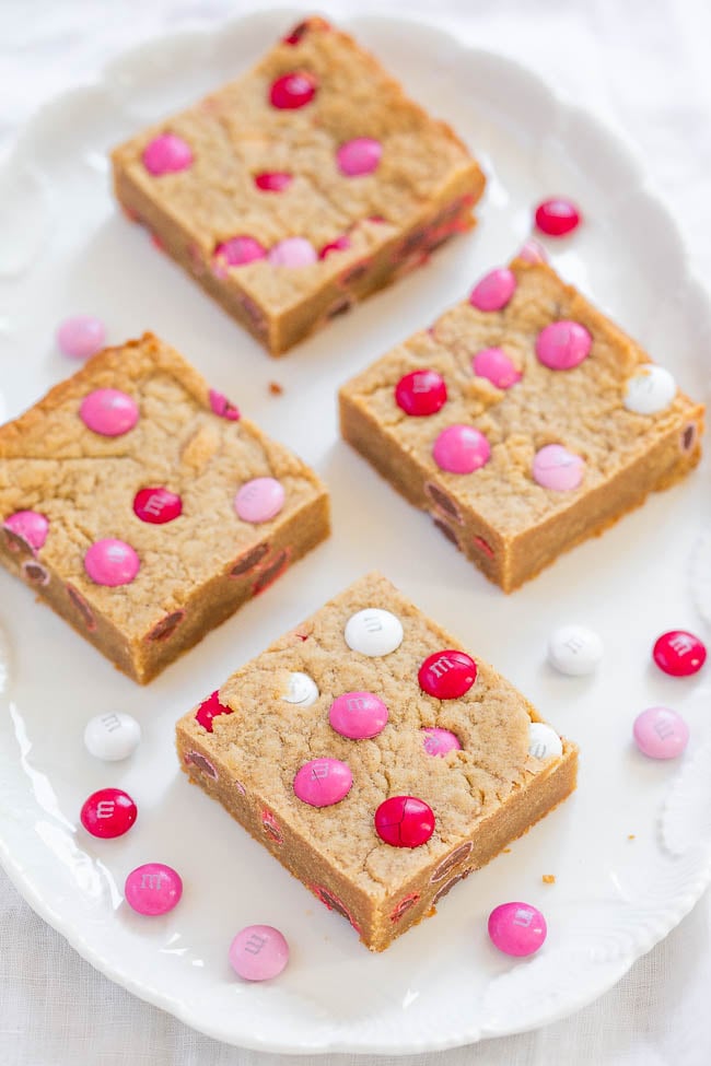 Valentine Peanut Butter M&M Blondies