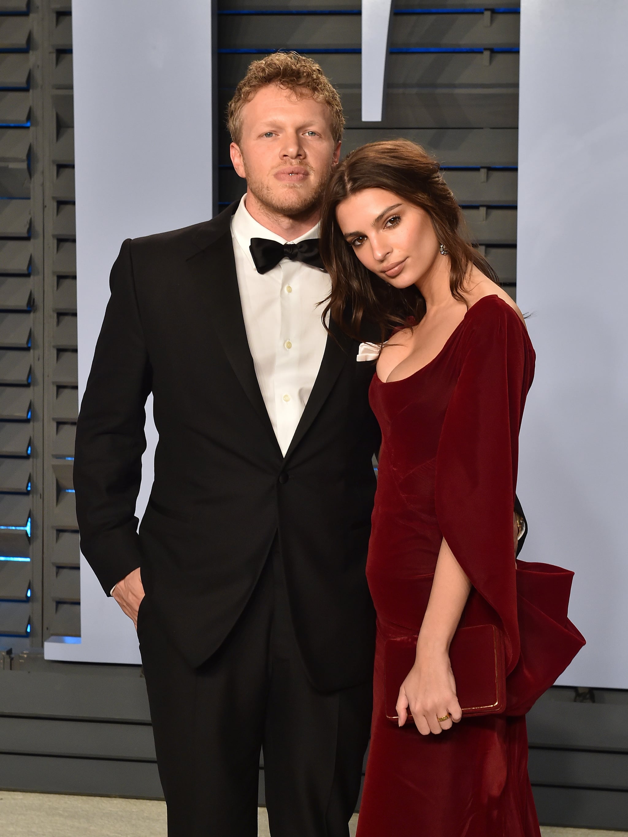 BEVERLY HILLS, CA - MARCH 04: Actors Sebastian Bear-McClard (L) and Emily Ratajkowski attend the 2018 Vanity Fair Oscar Party hosted by Radhika Jones at Wallis Annenberg Centre for the Performing Arts on March 4, 2018 in Beverly Hills, California. (Photo by Axelle/Bauer-Griffin/FilmMagic)