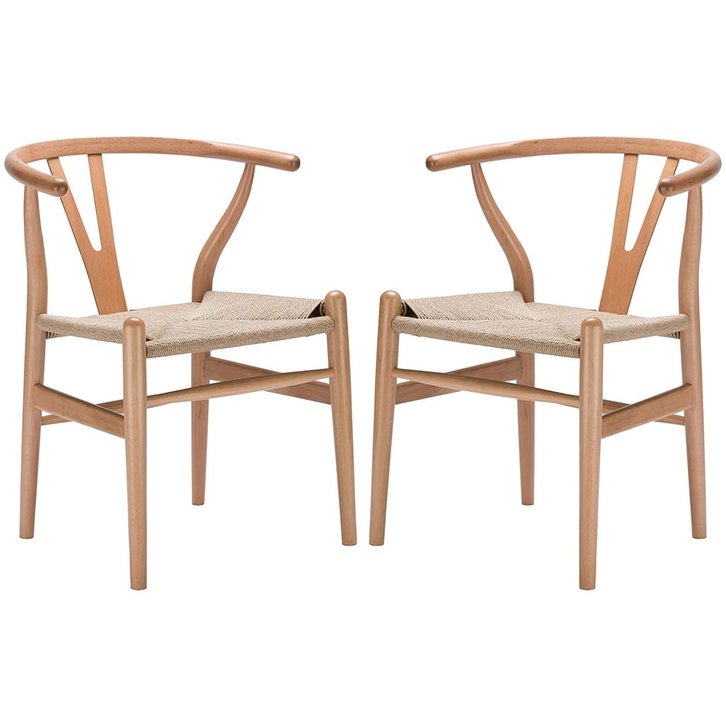 Poly and Bark Weave Modern Wooden Mid-Century Dining Chairs