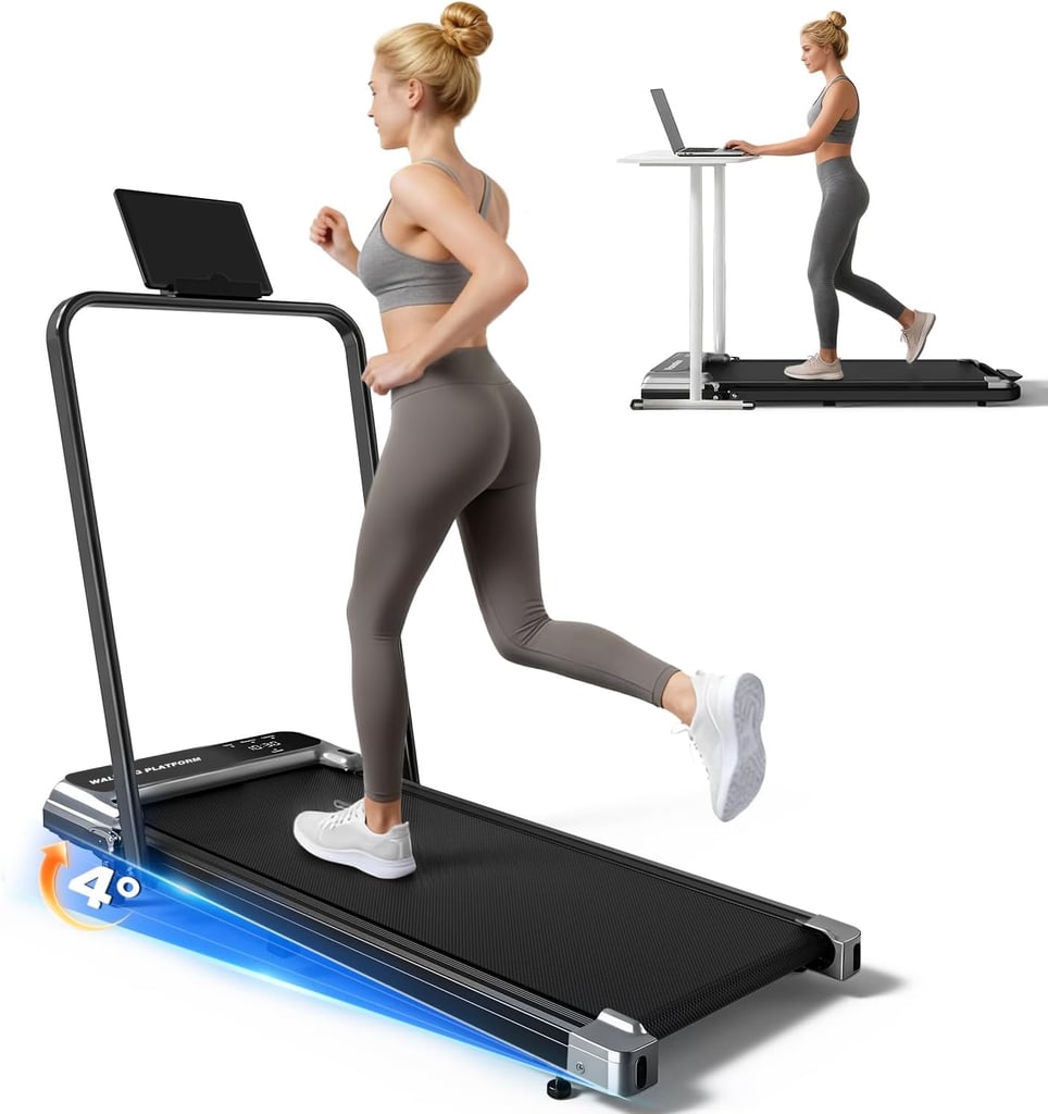 Viamotion Walking Pad Treadmill for Home ($115)
If, like me, your favorite part of the gym is catching up on your TV shows while walking on the treadmill, then this at-home tool is for you. At the base of the device you'll find an LED display that tracks your exercise duration, speed, distance, and calories burned. In other words you get all the same perks as the gym machines but in the comfort of your home — a true win, win.