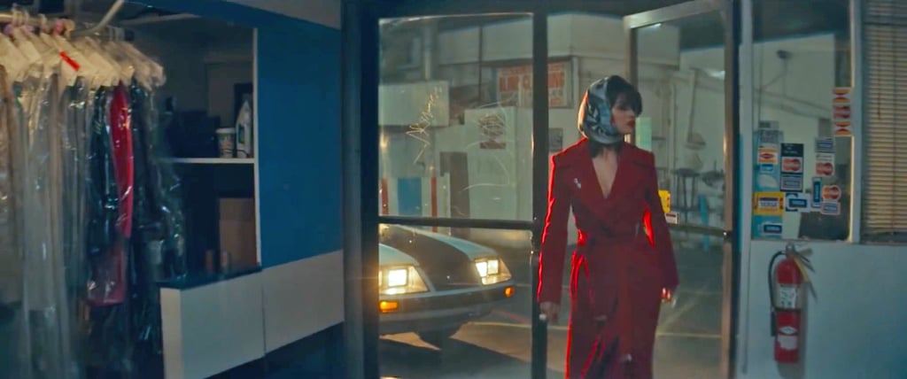 Selena Gomez's Red Coat and Head Scarf