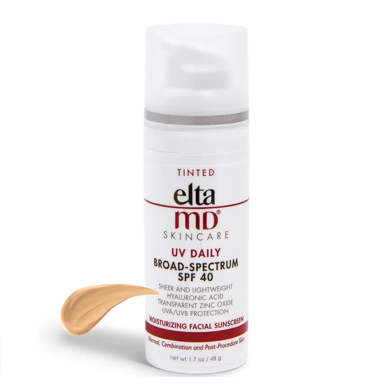 EltaMD UV Daily Tinted Broad-Spectrum SPF 40 ($43)
If you prefer a tinted formula, consider the EltaMD UV Daily Tinted Broad-Spectrum SPF 40, an oil-free, nongreasy formula that boasts five-star ratings across the board. It protects against UVA and UVB rays while making your skin look radiant. What's more, it contains hyaluronic acid to give your dull, dry skin a moisture boost.