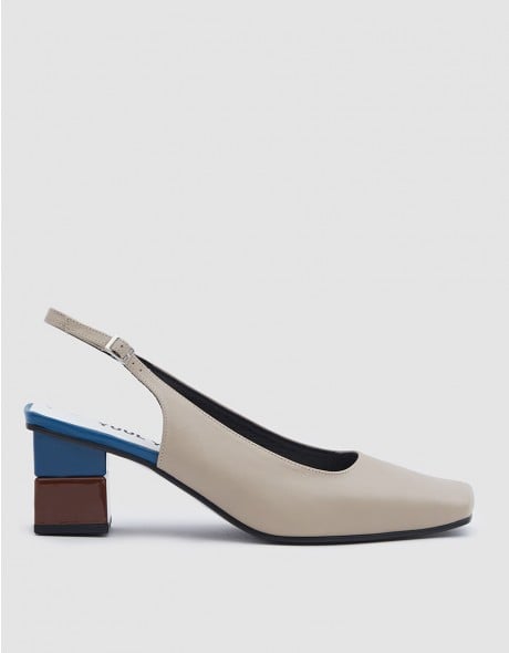 Yuul Yie Square Toe Slingback in Light Beige