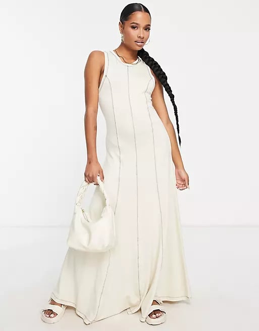 Topshop Jersey Contrast Stitch Maxi Column Dress