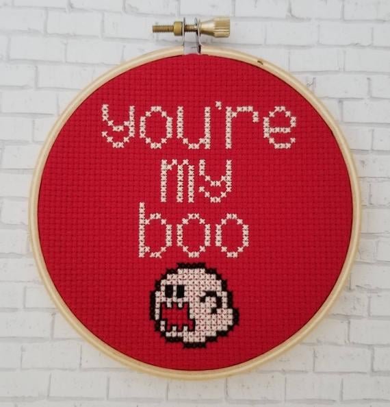 Mario Boo Cross Stitch