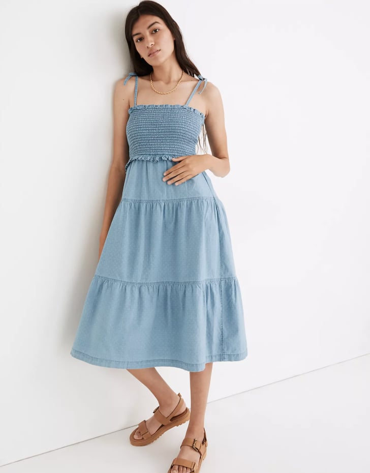 Madewell Denim Lucie Tie-Strap Smocked Midi Dress | Best Summer Denim ...