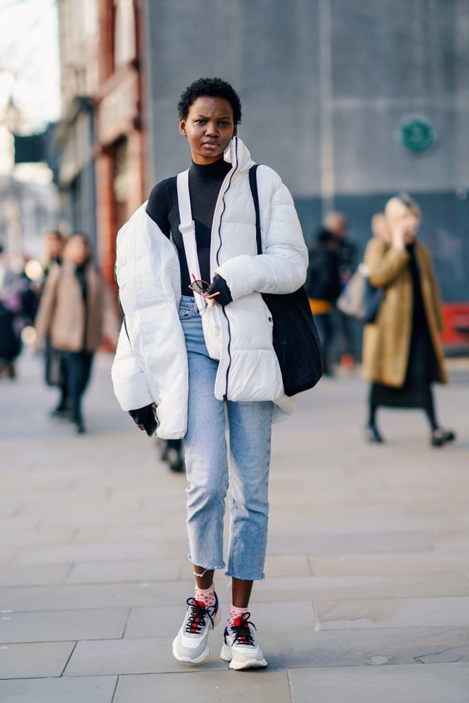 Winter Outfit Idea: A White Puffer and Black Turtleneck | The Best ...