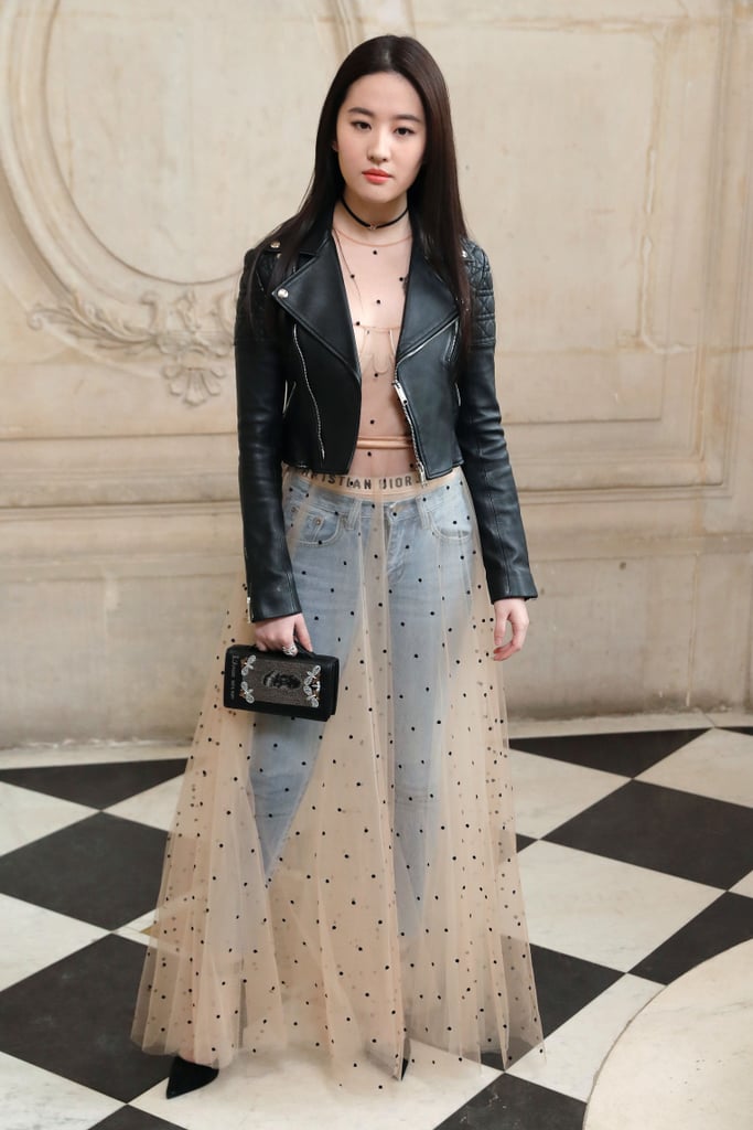 Wearing a Sheer Dior Dress and a Leather Jacket