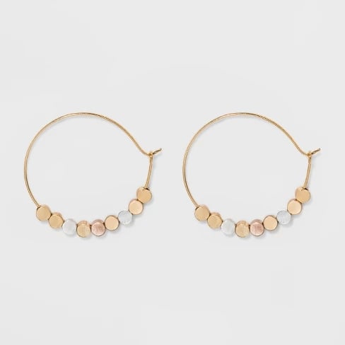 Brass Bead Hoop Earrings