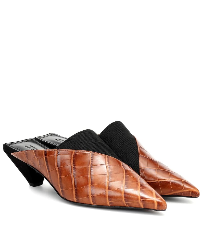 Mercedes Castillo Joilette Croc-Effect Leather Mules