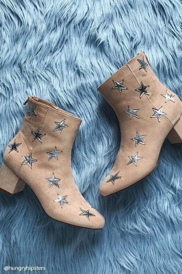 Forever 21 Star Printed Faux Suede Boots