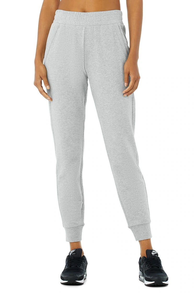 Alo Yoga Women's XS S Revive Pants Jogger Charcoal Gray Pull On Soft Knit  EUC