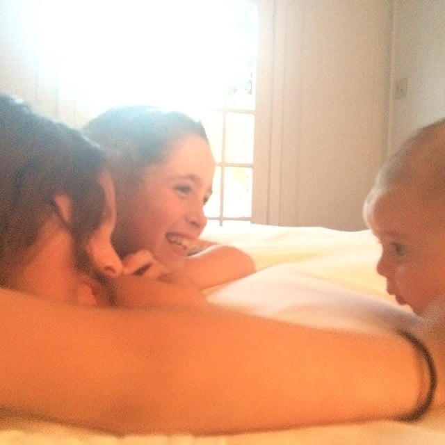 Poet and Jagger Goldberg practiced their tummy time with baby Lyric.
Source: Instagram user moonfrye