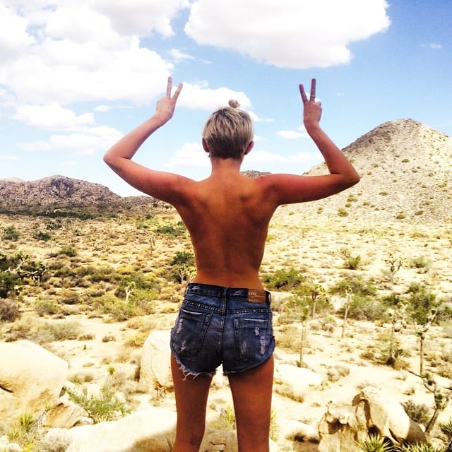 Miley Cyrus went topless in the desert.
Source: Instagram user mileycyrus