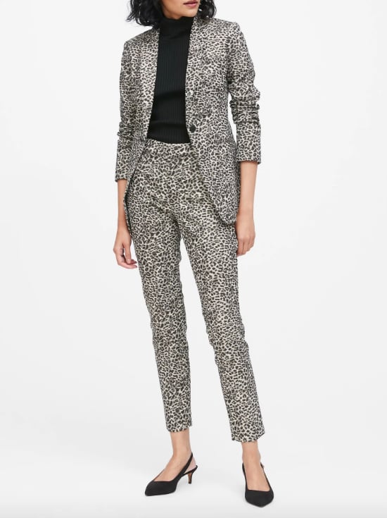 Long and Lean-Fit Metallic Leopard Blazer