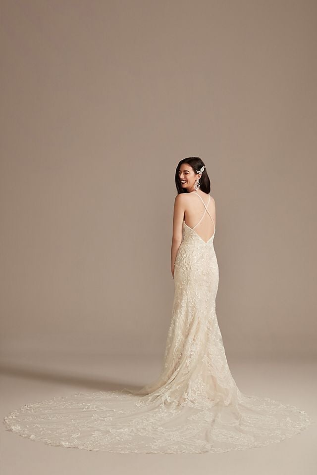Boho Wedding Dress Idea: David's Bridal Strappy Beaded Wedding Dress