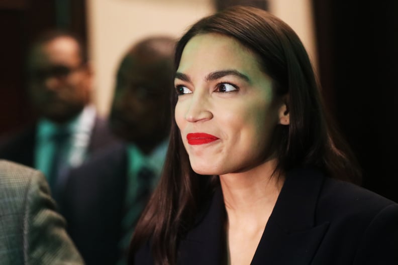 NEW YORK, NEW YORK - APRIL 05: U.S. Rep. Alexandria Ocasio-Cortez (D-NY) prepares to speak at the National Action Network's annual convention on April 5, 2019 in New York City. Founded by Rev. Al Sharpton in 1991, the National Action Network is one of the