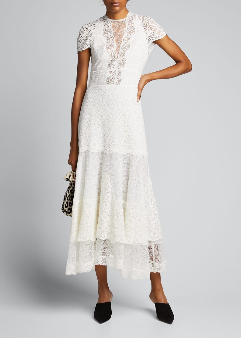 Jonathan Simkhai Multimedia Lace Tiered Midi Dress