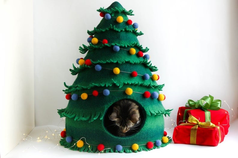 MeowFelt Christmas Cat Bed Etsy MeowFelt Cat Beds POPSUGAR Family