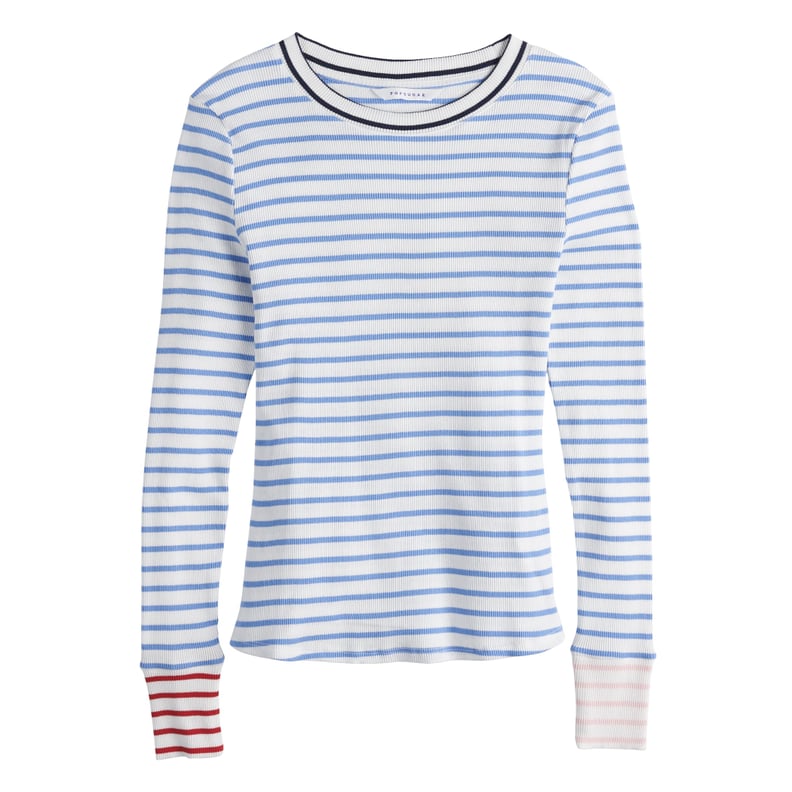 POPSUGAR Contrast-Stripe Crewneck Top