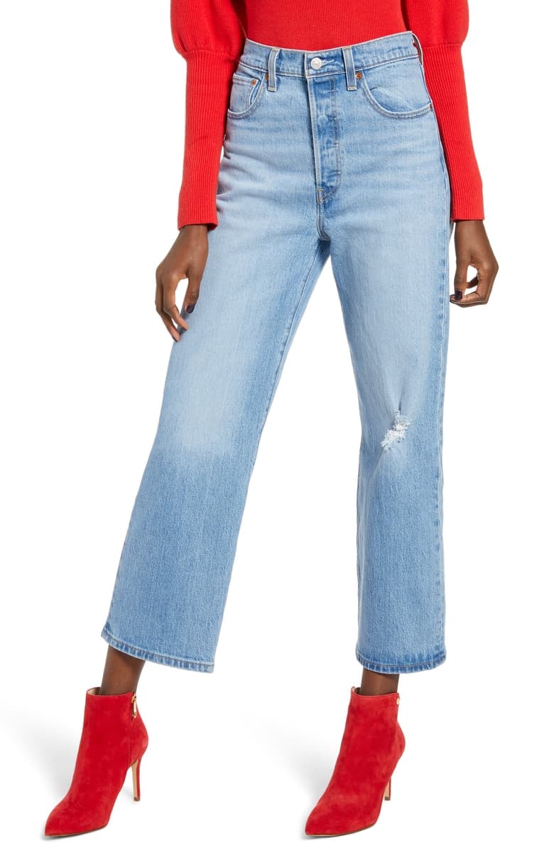 Levi's Ribcage Super High-Waist Ankle Straight-Leg Jeans