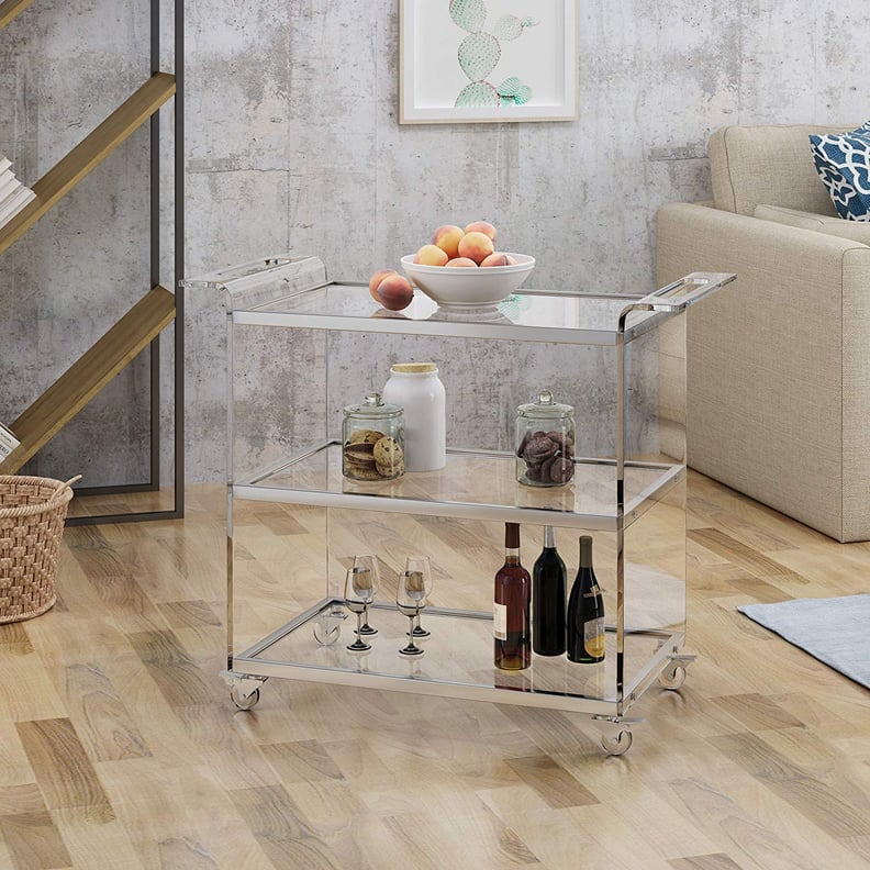 Christopher Knight Home Evee Acrylic Bar Trolley With Glass Shelves