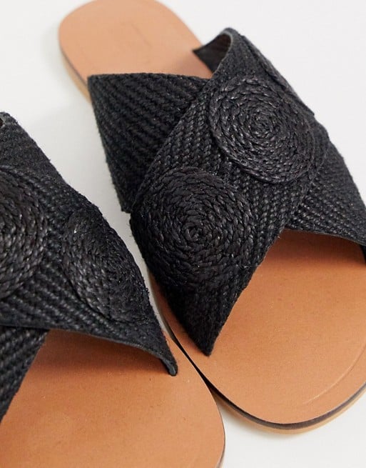 Asos Design Farid Cross-Strap Weave Sliders