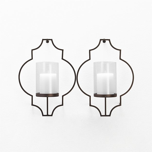 Crate & Barrel Set of Two Rosaline Metal Wall Candle Holders