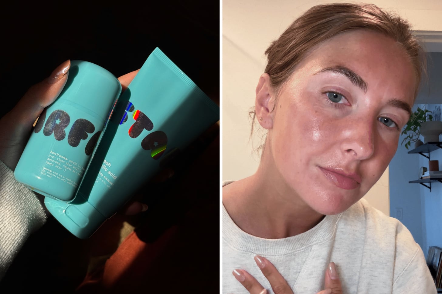 Woman using Starface's Star Wash and Star Cream