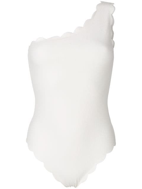 Marysia one-shoulder Scalloped Trim Swimsuit